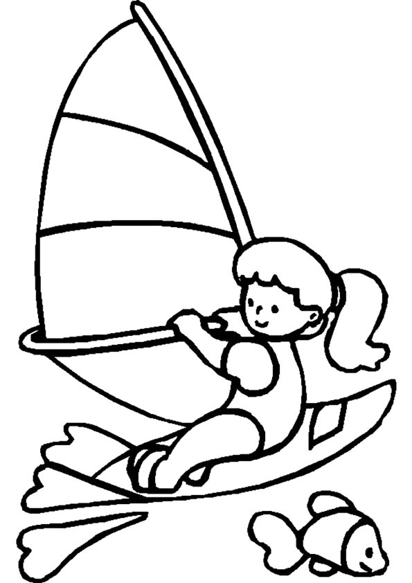 Plansa de colorat cu Surfing 15 7